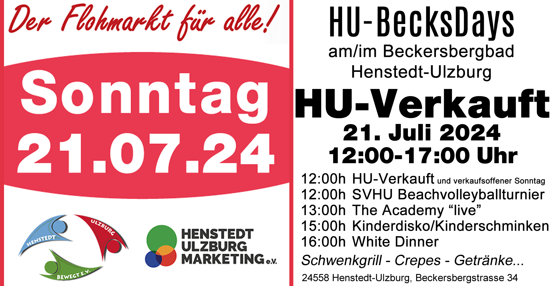 HU-BecksDays - White Dinner von 16-18 Uhr am 21.07.2024