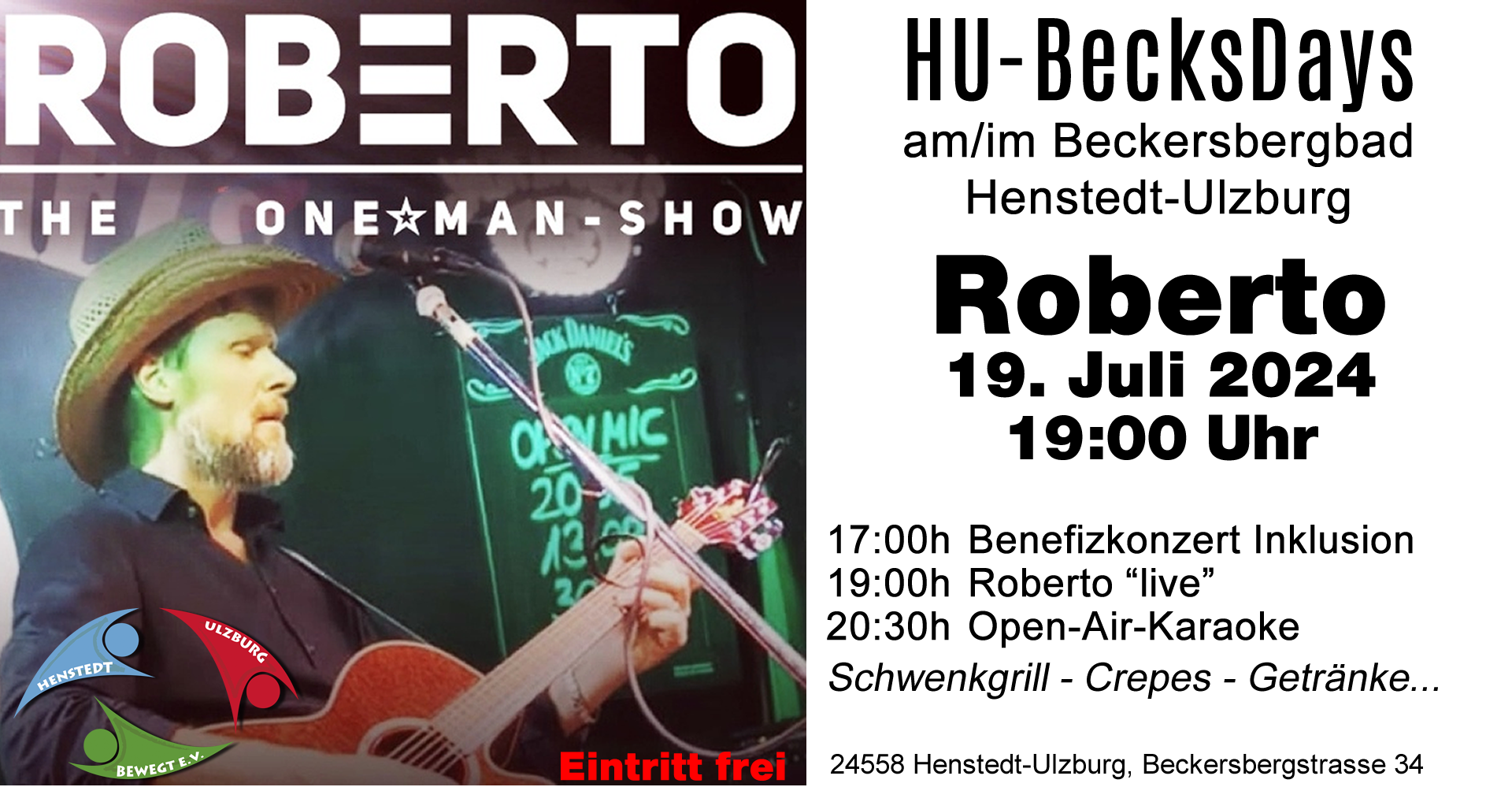 HU-BecksDays - Roberto "live" um 19 Uhr am 19.07.2024