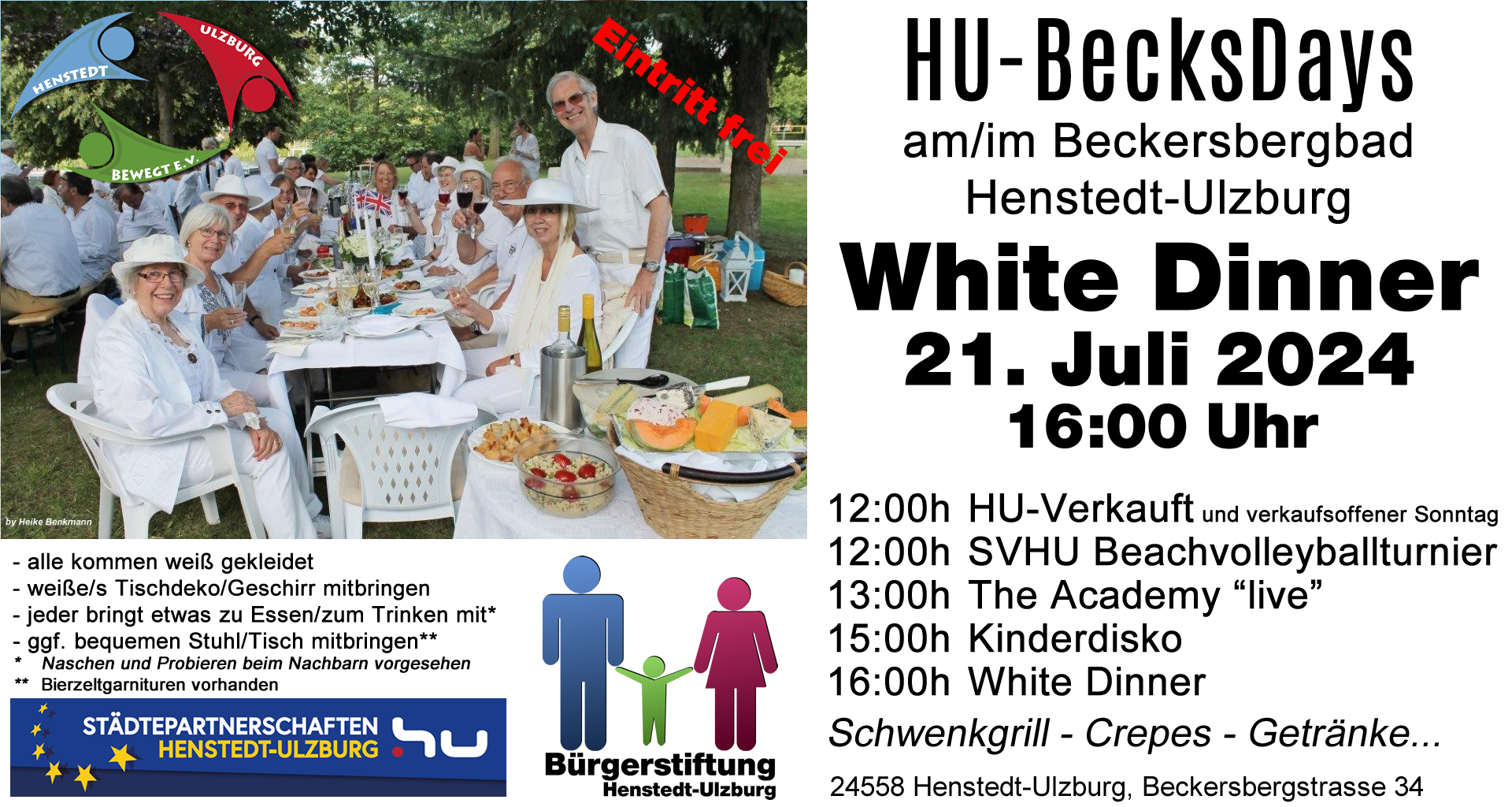 HU-BecksDays - White Dinner von 16-18 Uhr am 21.07.2024